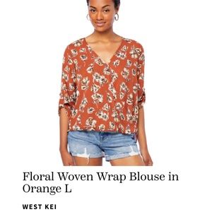 West Kei Floral Faux Wrap Surplice